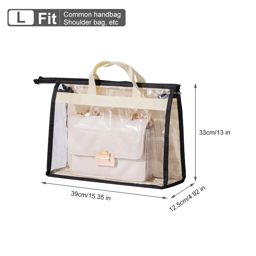 

Non-woven Fabric Dust Bag For Handbag Transparent Travel Hanging Toiletry Storage Pouch Wardrobe Closet Dust Cover For Women