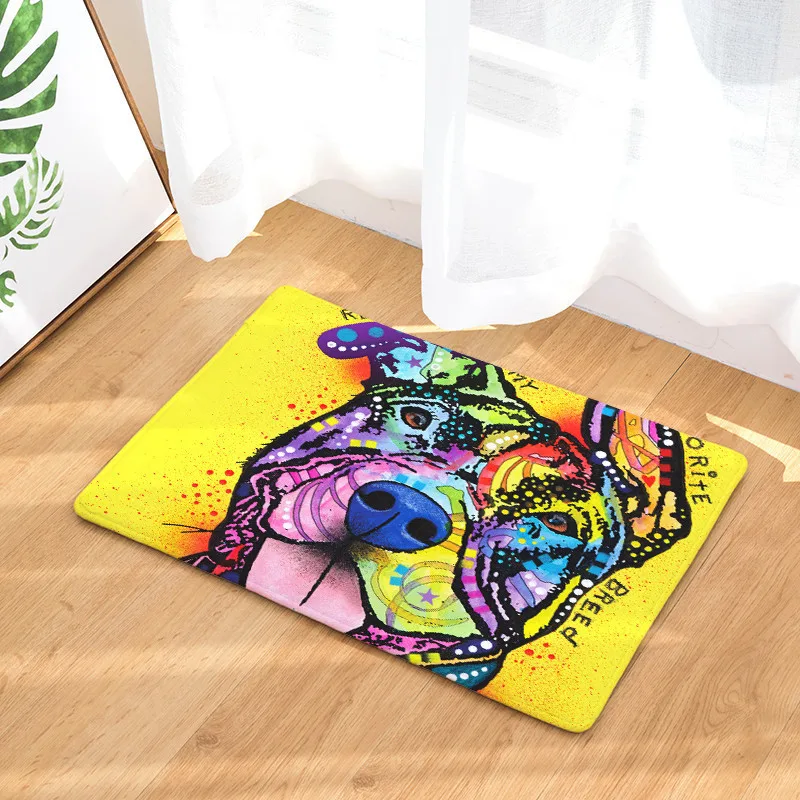 

Цветные яркие Коврики для пола с изображением собаки, креативные Цветные коврики с рисунком собаки для масляной живописи, коврики для ванны, Противоскользящие коврики