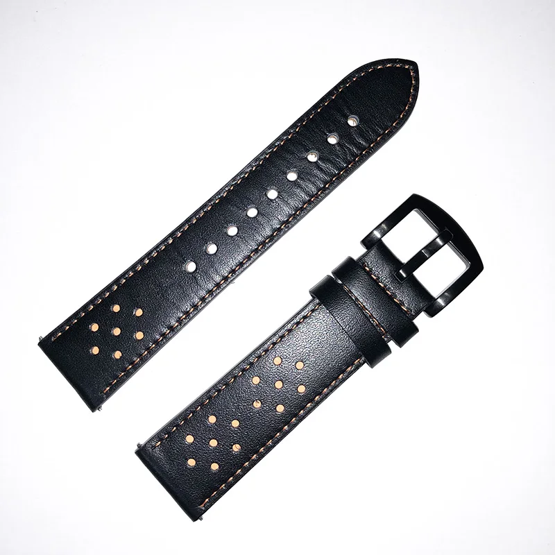 Black Orange Ремешок для часов samsung gear S3 frontier/classic/Galaxy Watch 46 мм из натуральной кожи 22 мм Amazfit для huawei GT браслет ремень - Цвет ремешка: Black Orange