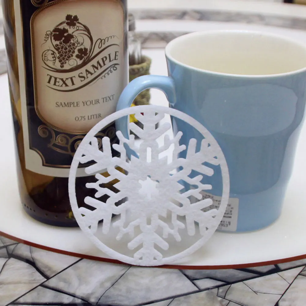 2 шт ПВХ рождественские снежные подставки Снежинка подстилки кофейные винные