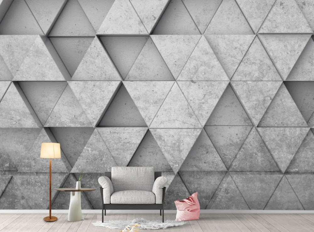 

Drop Shipping Custom 3D Geometric Modern Living Room Minimalist TV Background Wallpaper Modern Photo Wallpaper Mural Decoration