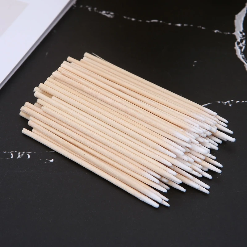 

Y1UF 100 шт. Короткие мини ватные палочки Аппликатор Q-tip деревянная ручка прочная Новинка