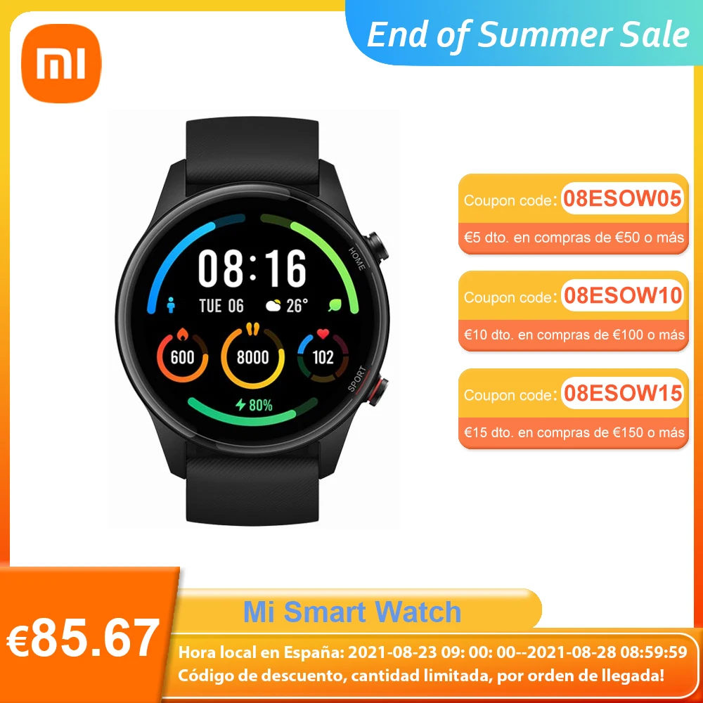 Умные часы Xiaomi Mi 1 39 дюйма AMOLED GPS фитнес трекер пульсометр водостойкость 5