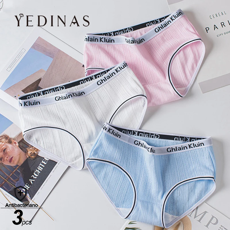 Yedinas 3 шт./лот женские хлопковые трусики сексуальные плюс размер с принтом дышащее