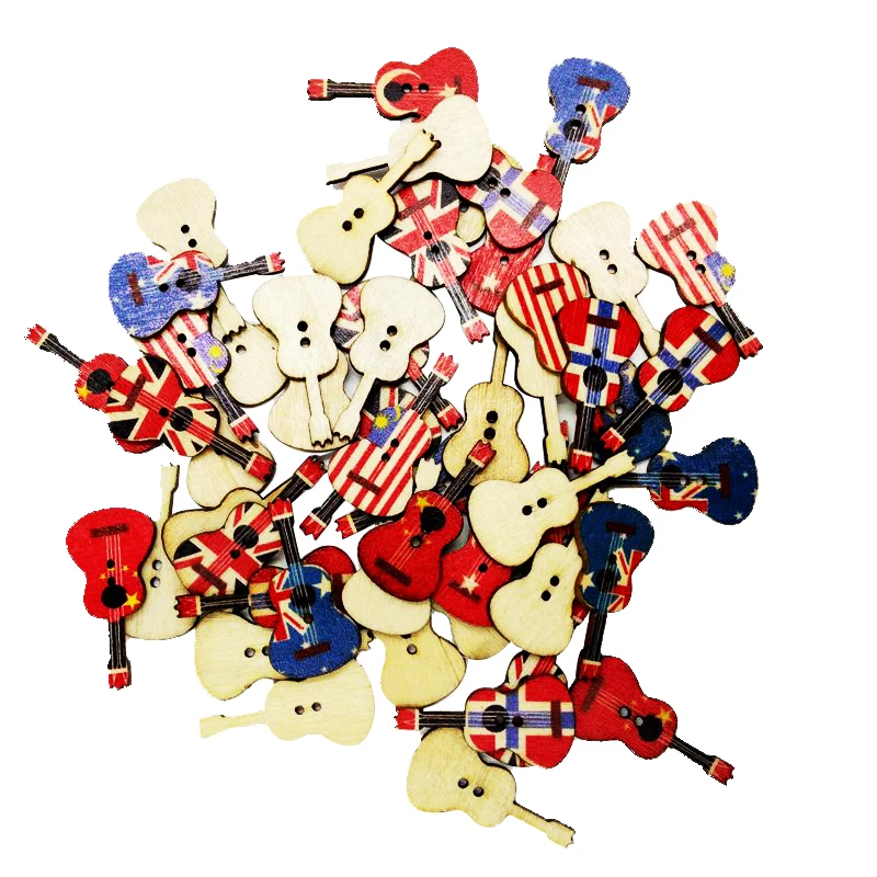 

100 деревянные пуговицы для гитары, декоративные пуговицы, Детские пуговицы из дерева для