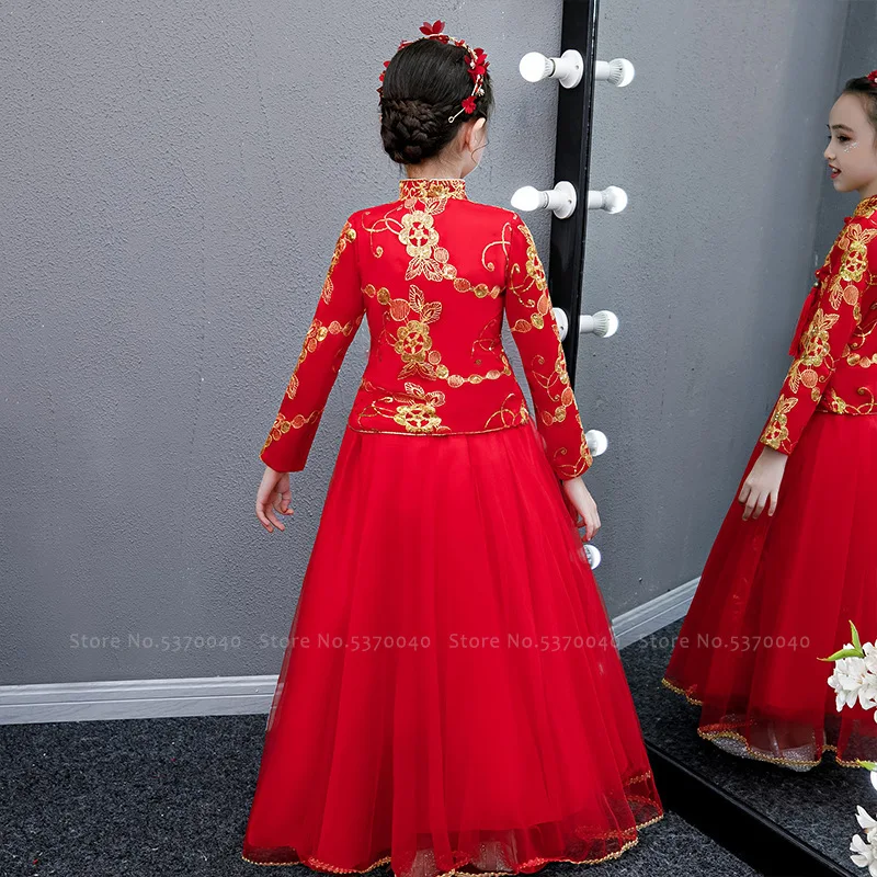 Девушки Традиционный китайский костюм Hanfu Tang детская сказочная юбка принцессы