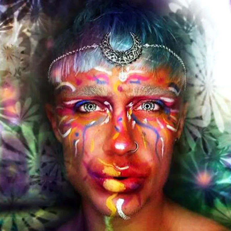 Женская повязка на голову в богемном стиле с кристаллами и полумесяцем |