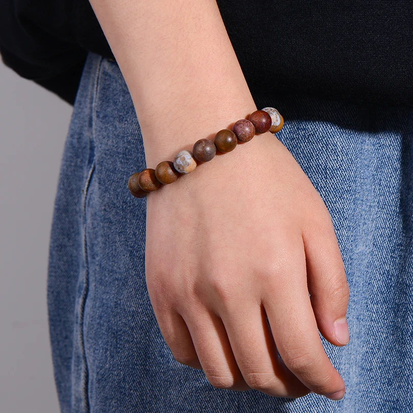 Vintage 10mm Matte Stone Yoga Strand Bracelets Couple Gift Unique Round Beads Boho Bracelet Handmade Men Jewelry Hot Sale | Украшения и