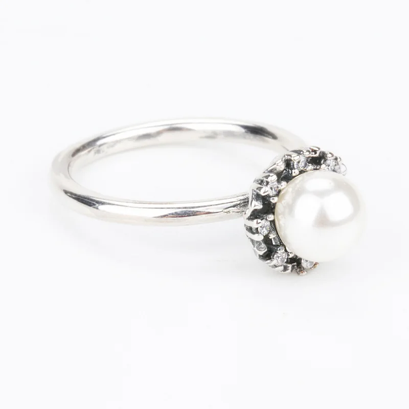 925 Серебряное кольцо с белым жемчугом и бриллиантами для женщин роскошное Anillos De