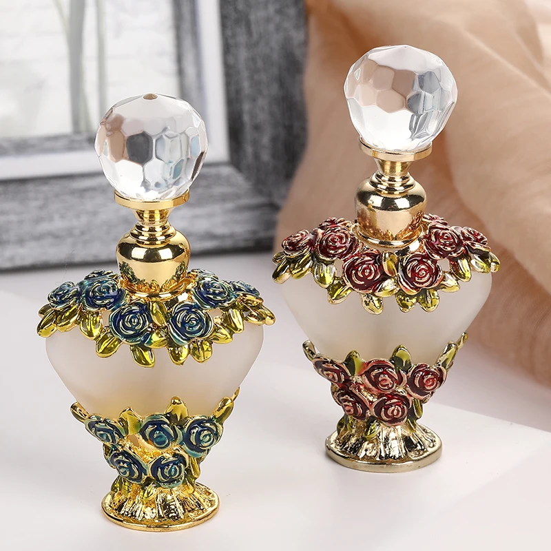 

5 ML Metal Rose Flower Heart Shape Empty Glass Refillable Bottles Essential Oil Attar Perfume Bottle Gift Factory Outlet 59700