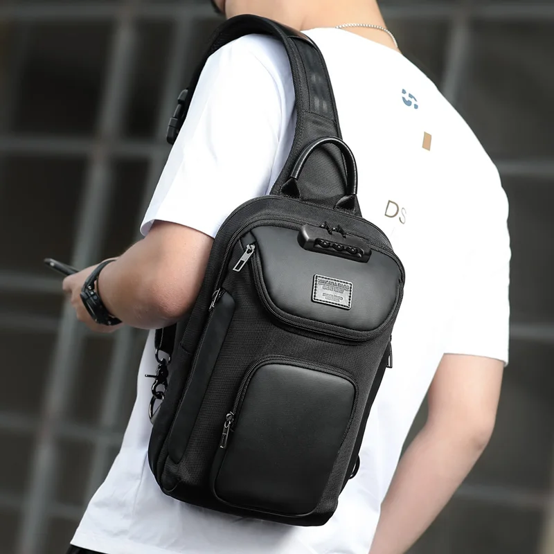 

Men's Oxford Waterproof Multifunction Crossbody Shoulder Bags Pack Messenger Chest Bag Man Sling Bag Travel for Male