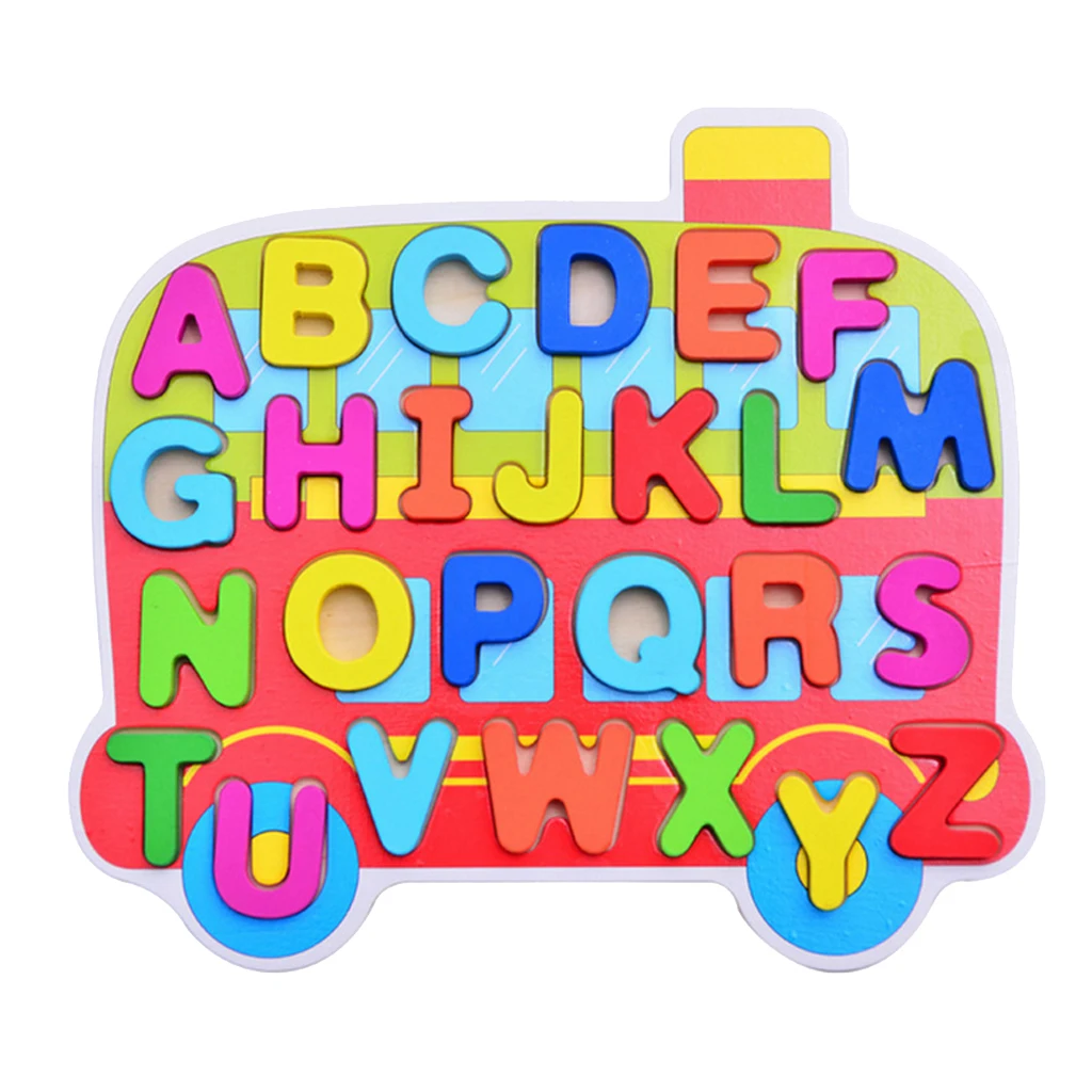

Kid Colorful Wood Toys Wooden Puzzle Alphabet / Numbers Jigsaw Preschool Toy