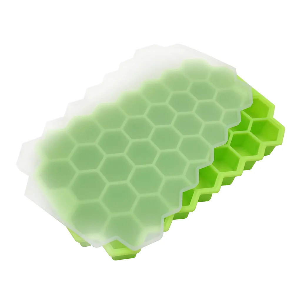 

37 Grid Honeycomb Silicone Ice Tray with Lid Party Whiskey Cocktail Cold Ice Cube Maker Stackable Ice Box Easy Demoulding