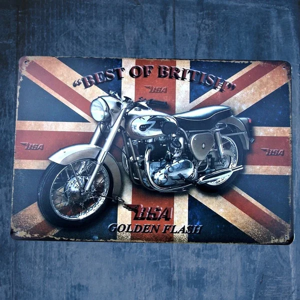 

Bsa Motorcycle Golden Flash Metal Tin Signs Vintage Pub