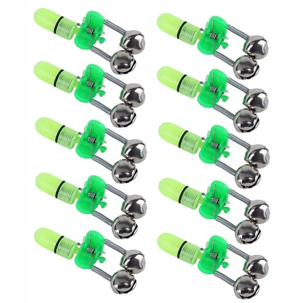 

10Pcs Fishing Bells Bite Green LED Light Night Fishing Lamp Luminous Stick Bell Alarm Tool Removable Durable Fishing Accessories