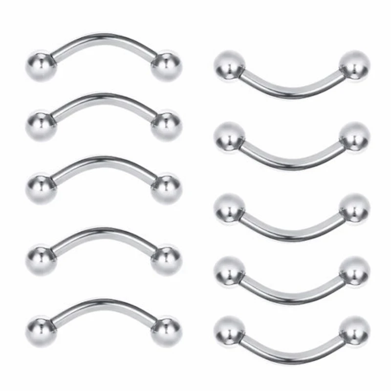 10PCS 16G Steel Curved Barbell Ball Banana Eyebrow Ear Rings Piercing Titanium Anodized Color for Body Jewelry | Украшения и