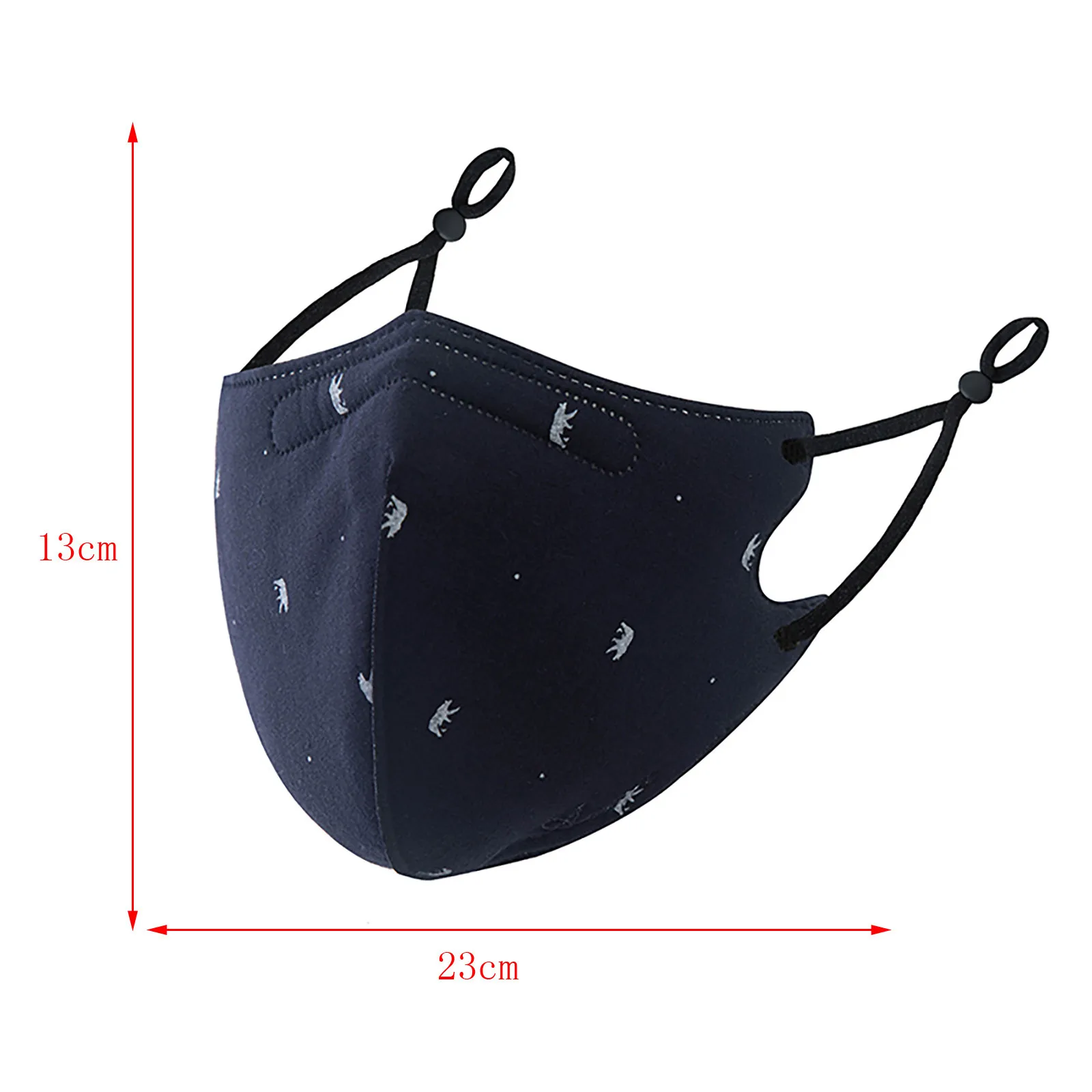 

Adult Reusable Washable Cute Printed Simple Design Mask Adjustable Ear Hanging Breathable Windproof Protective Cotton Face Mask