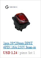 10 шт./партия KCD1 15*10 SPST 250V 3A 2 Pin Красный переключатель для лодки кнопка включения выключения