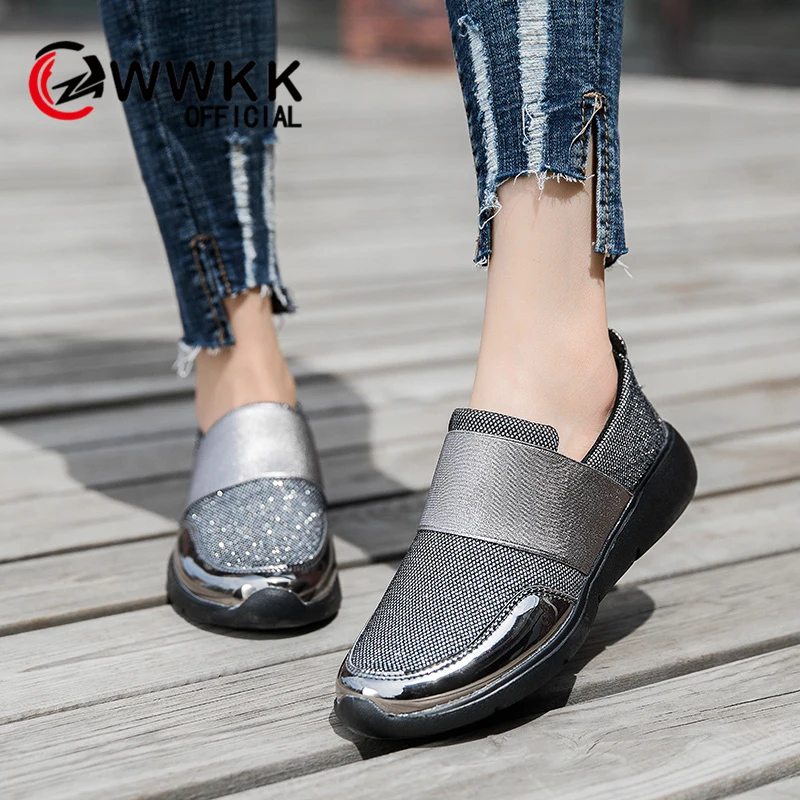WWKK/весенние женские кроссовки дышащие слипоны на плоской подошве лоферы
