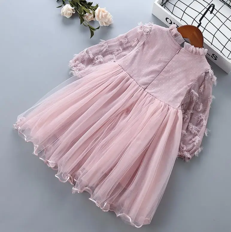 2019 г. Осенние модные кружевные сетчатые платья принцессы с кисточками для