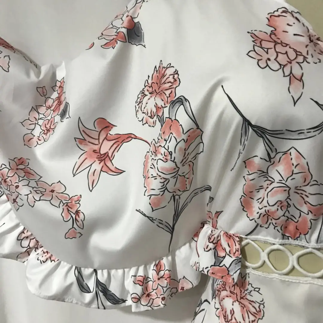 

Fashionable printed Ruffle women's dress Chiffon skirt