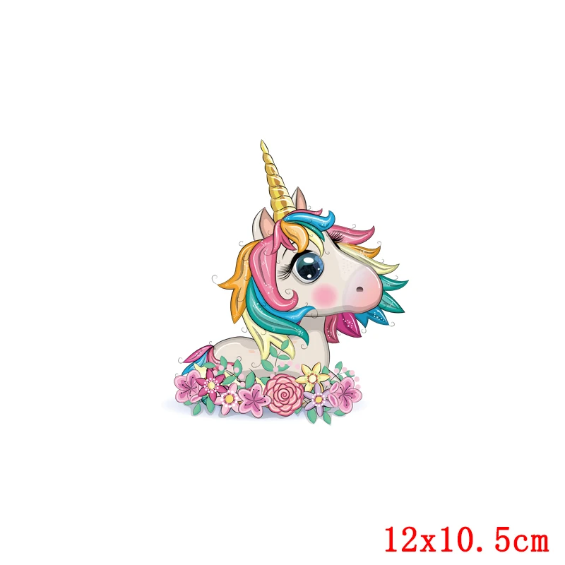 Нашивки для одежды в виде единорога наклейки на одежду Мультяшные с цветами