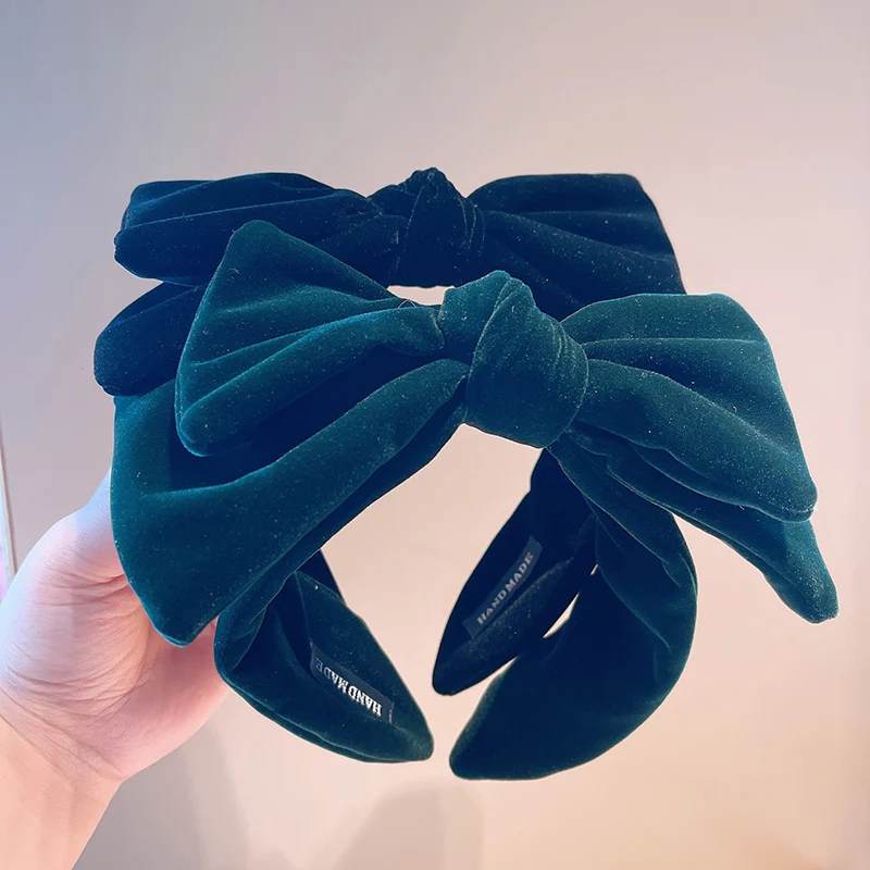 

2021 Velvet Silk Wool Bow Bezel Hairband Women Clips Hair Accessories Girls Headband Opaska Do Wlosow Bandeau Femme Diademas
