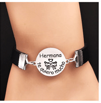 HERMANA Leather Stainless Steel Bracelets Women Brother Bracelets& Bangles Jewelry pulseras acero inoxidable mujer B18167