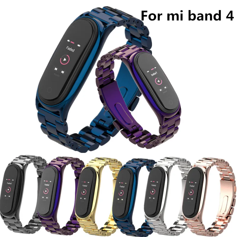 Ремешок на запястье из нержавеющей стали для xiaomi mi band 4 металлический ремешок