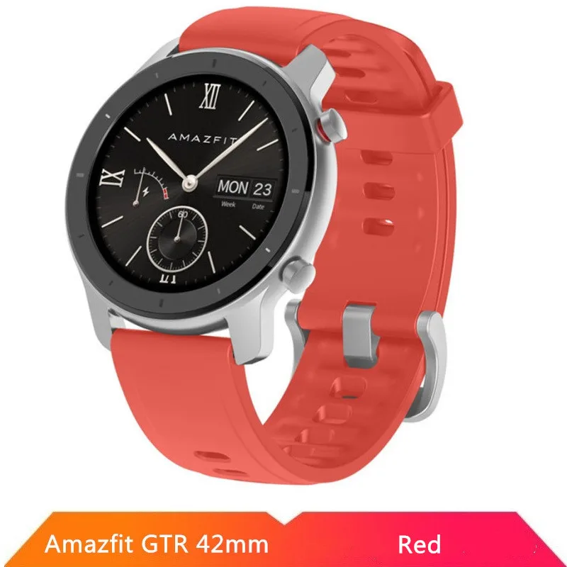 42mm Red Huami Amazfit GTR 47 мм 42 мм Смарт часы AMOLED экран 5ATM водонепроницаемый gps ГЛОНАСС 12 спортивных режимов для Android iOS - Цвет: 42mm Red