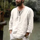 Рубашка мужская с длинным рукавом, блузка из хлопка и льна, удобная Стильная кофта с рисунком нищего, цвет черныйсерыйбежевый, лето