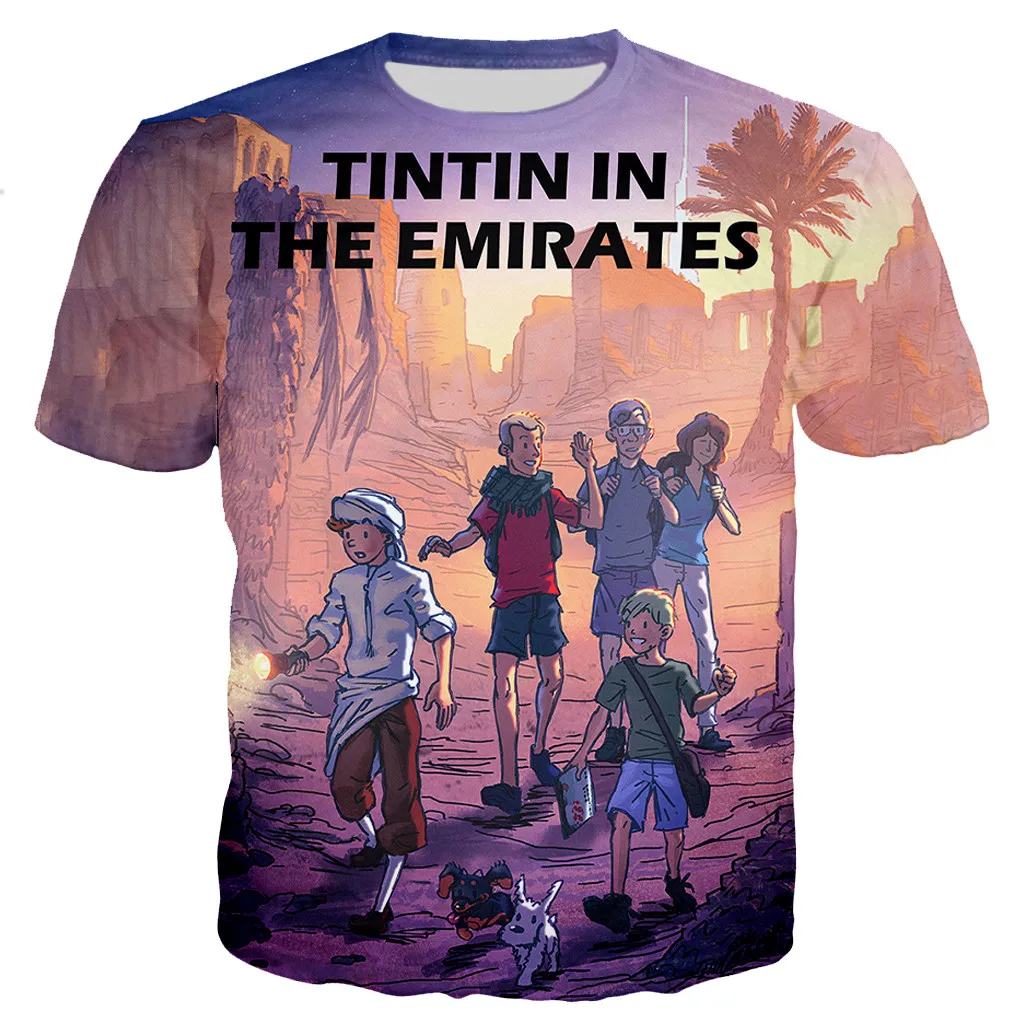 

Tintin men/women New fashion cool 3D printed t-shirts casual Harajuku style tshirt streetwear tops dropshipping