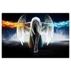 Алмазная 5D картина сделай сам, полное покрытие, Круглый, лед и огонь, ангел, 3D вышивка крестиком, стразы, мозаика, домашний декор, подарок Y243