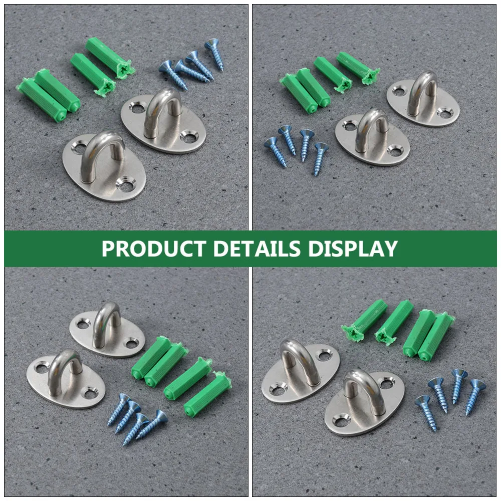 

4Pcs Wall Mount Ceiling Hooks Stainless Steel Pad Eye Plates with Accessories