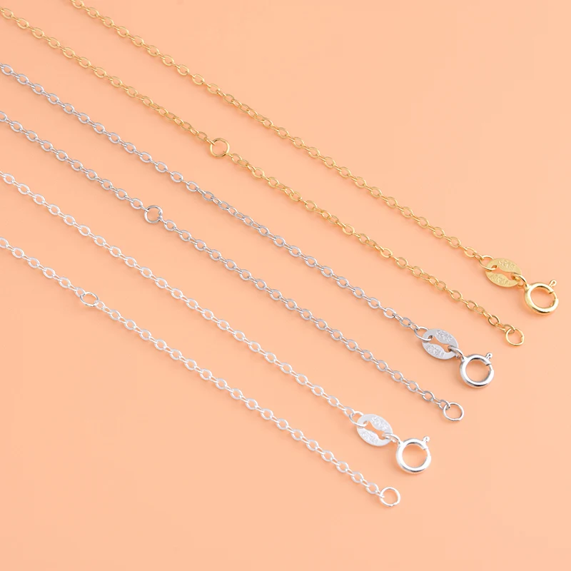 S925 Стерлинговое серебро ожерелье женщина простой крест цепь o слово кольцо