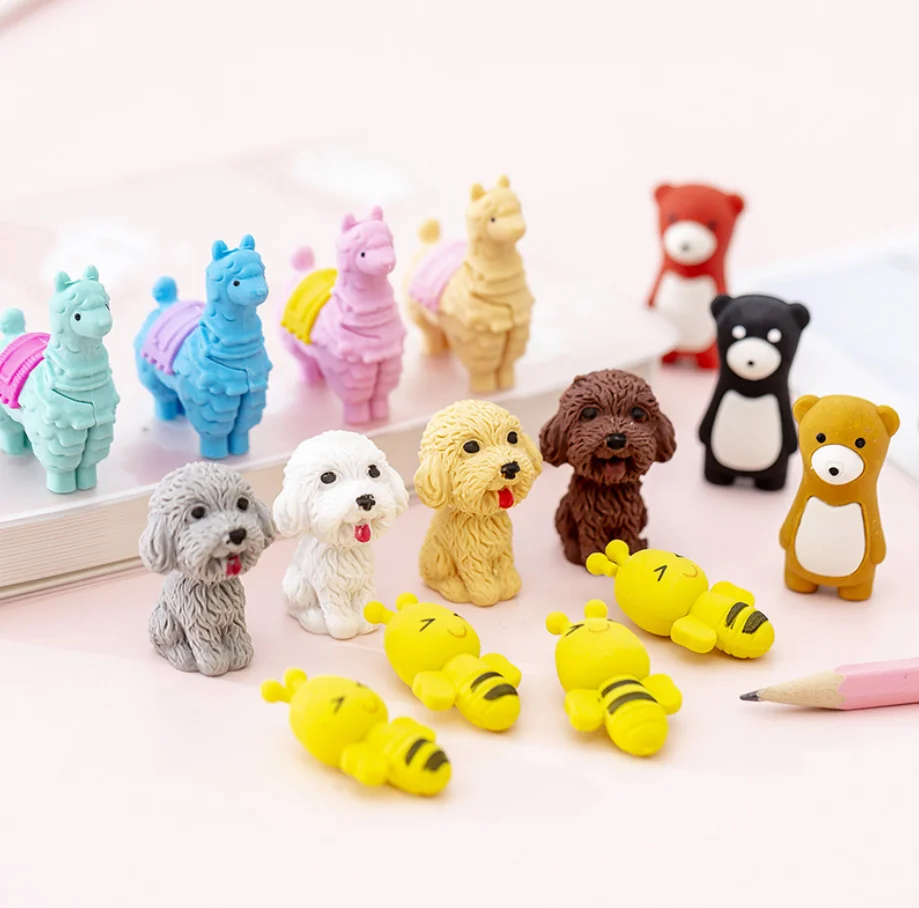 2 шт. милый собачий медведь животные резиновый ластик для карандаша канцелярские