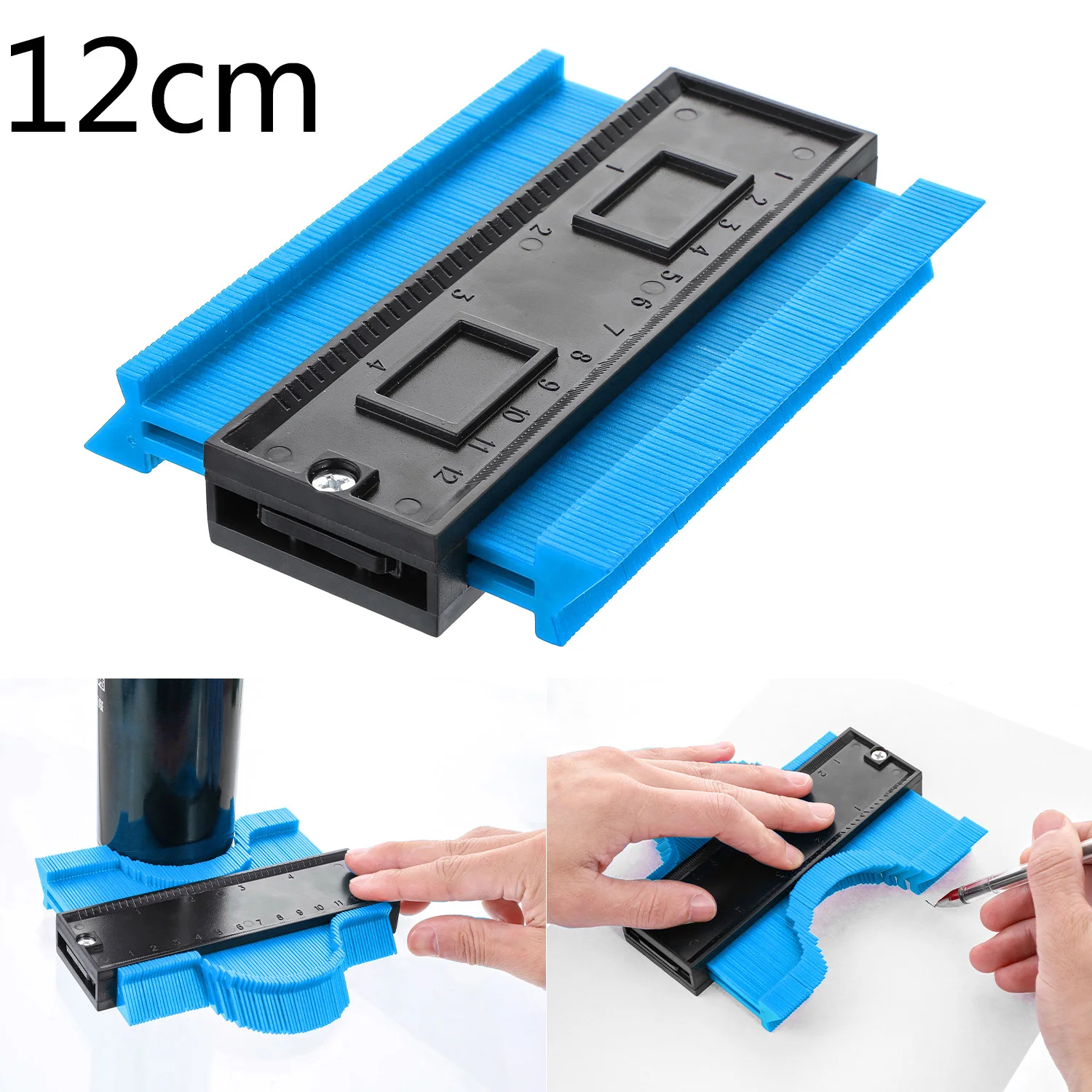 12cm blue Многофункциональный контурный манометр ABS плиточный ламинат кромка формирующая деревянная измерительная линейка контурный манометр Дубликатор 5 дюймов - Цвет: 12cm blue