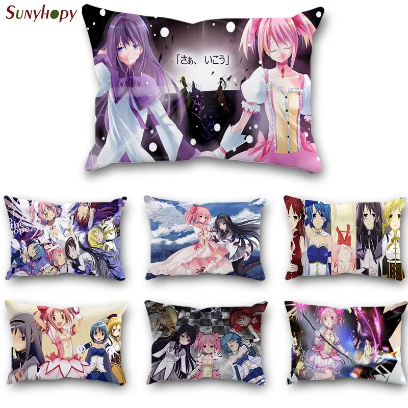 

Custom Madoka Magica Pillowcase Satin Fabric Rectangle Bed Pillow Cover For Home Wedding Decorative Pillowcases 2-ZMT
