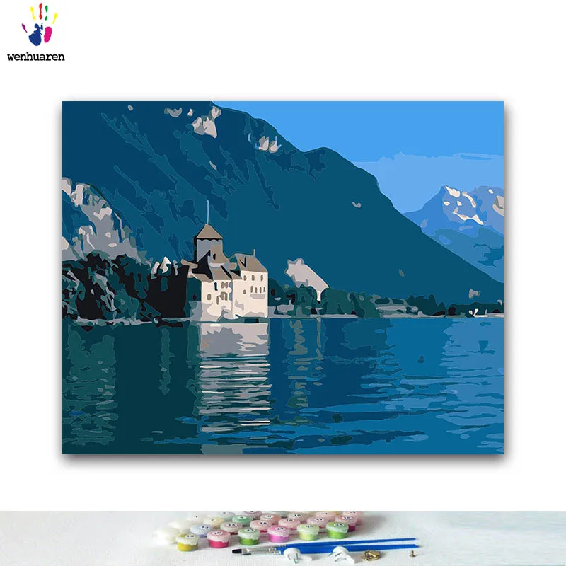 

DIY Coloring Paint by Numbers Seaside Scenery Paintings Landscape Canvas One Piece 50x40 60x50 75x60 90x70 100x80 Classical