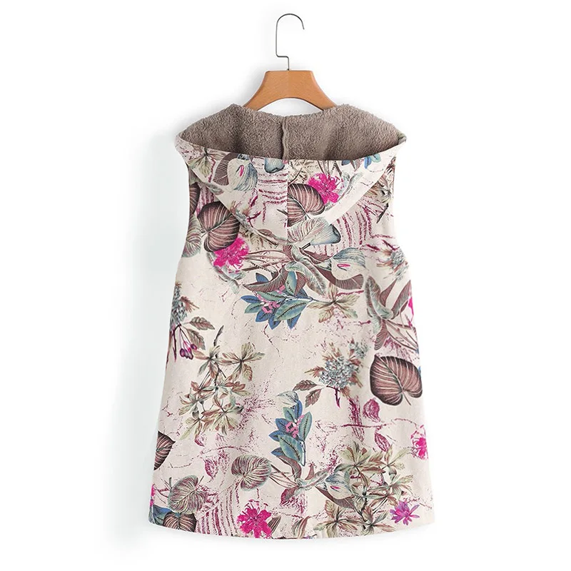 Новый женский зимний винтажный топ с капюшоном без рукавов плюшевый жилет 2019