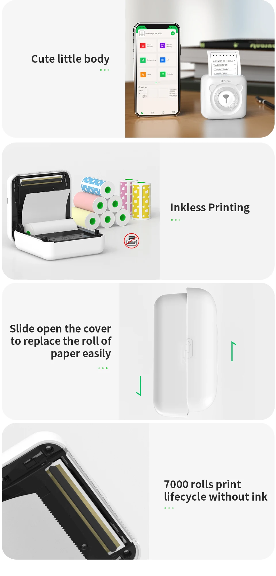 Peripage Mini Etiqueta Etiqueta Impressora Fotográfica, A6