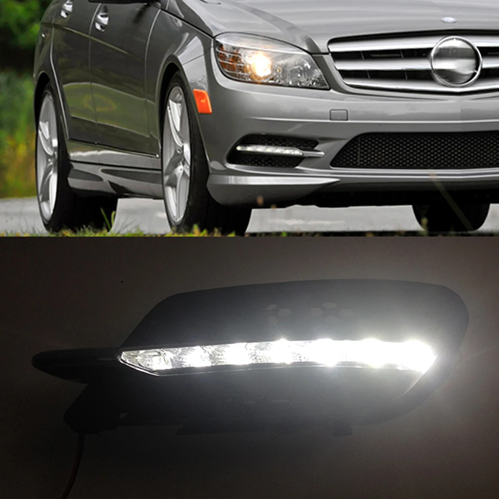 2 шт. DRL для Mercedes benz W204 C260 C300 sport 2007 2008 2009 2010 2011 дневные ходовые огни Противотуманные
