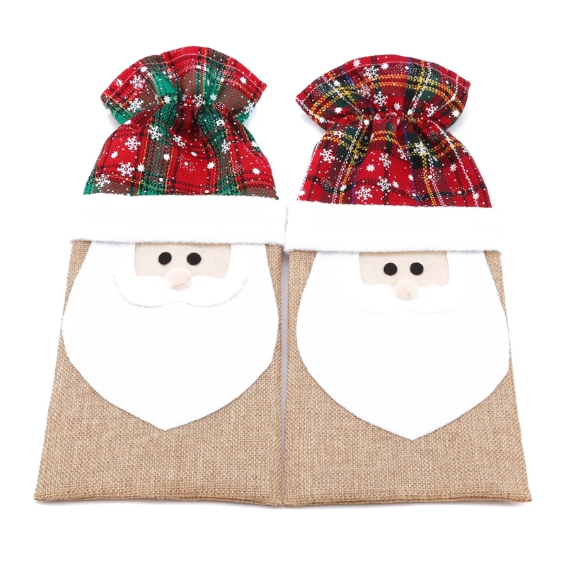 

Рождественская винная бутылка, льняной чехол для бутылки вина в виде снега, Санта-Клауса, снеговика, новогодний подарок вечерние НКИ, украшение для столовой