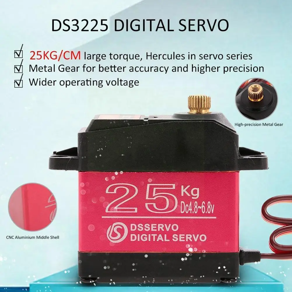 

DS3225 25KG 180 Degree Metal Gear Motor High Torque Waterproof Servo Parts For RC Car Spare Digital R5C6