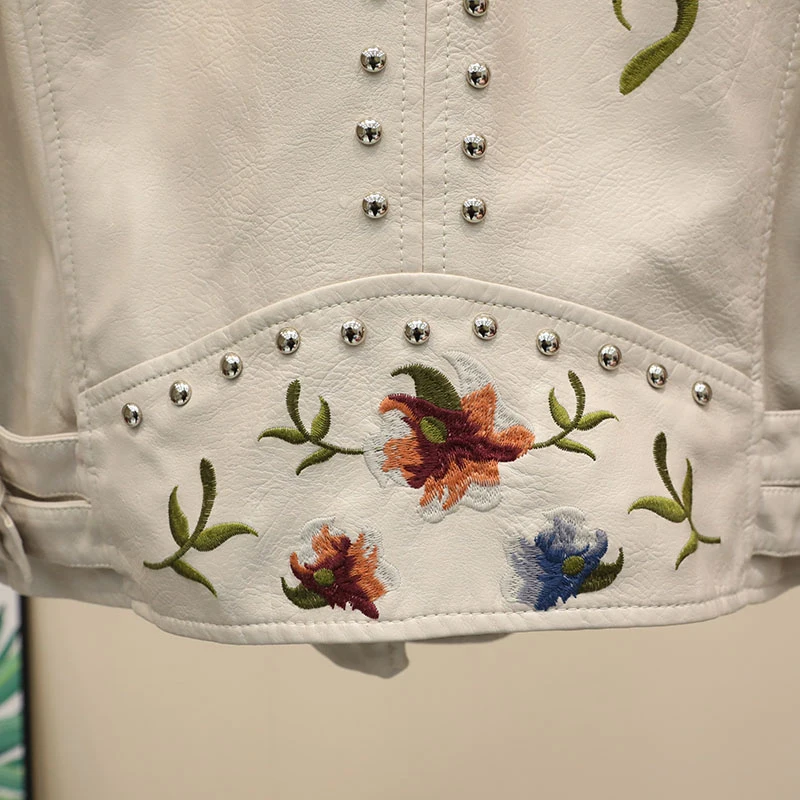 Sungtin Высококачественная куртка из искусственной кожи с заклепками вышивкой