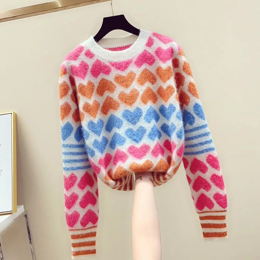 MUMUZI осенний свитер женский 2019 новая свободная форма сердца Топы Осень-зима