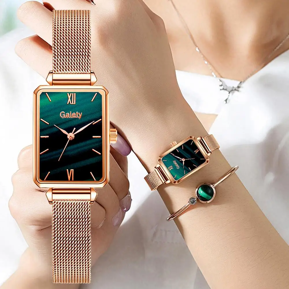 Часы женские кварцевые с квадратным циферблатом роскошные модные элегантные