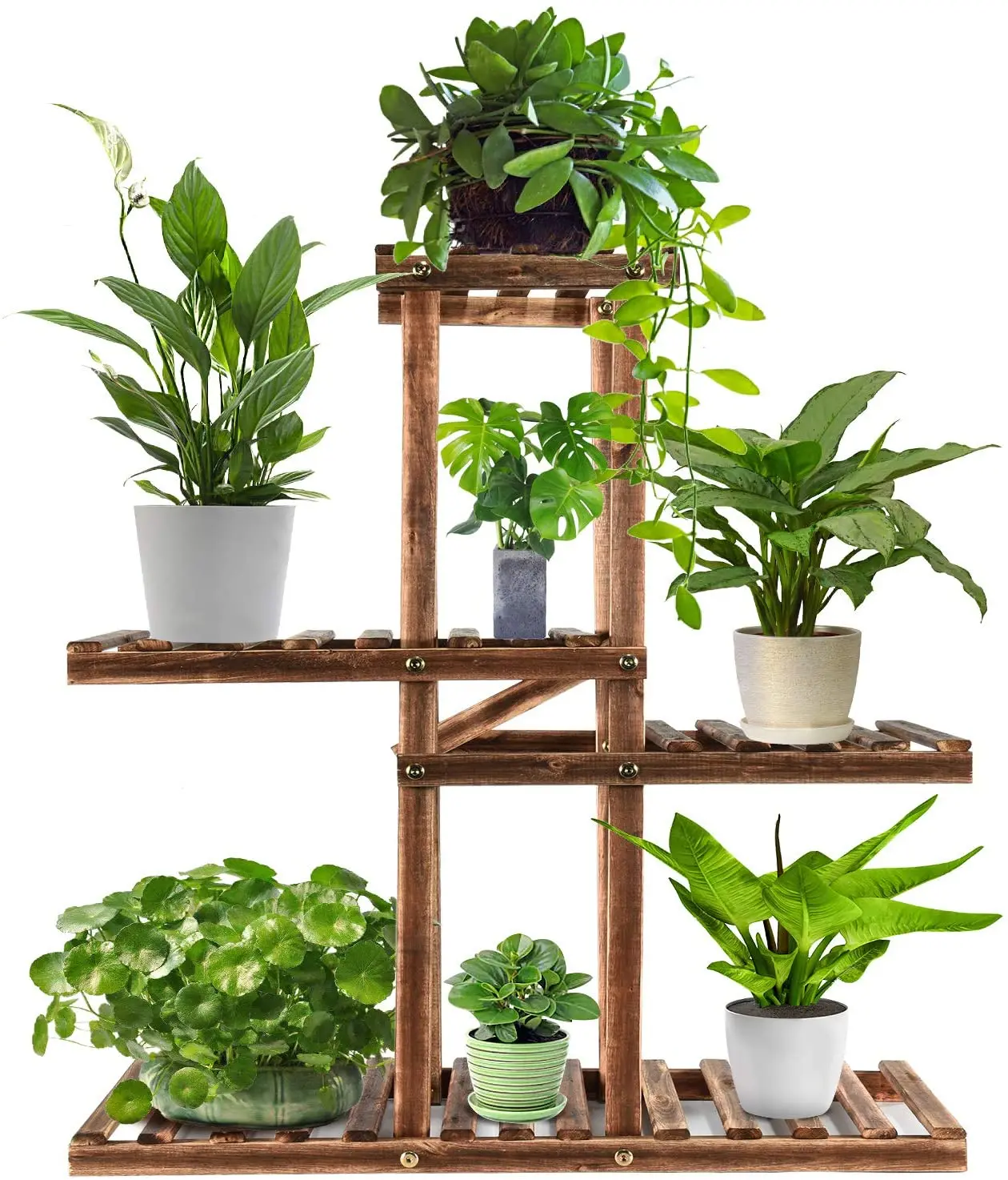 Wood Plant Stand Indoor Outdoor,Plant Shelf Garden Shelf,Plant Shelves Holder Stand Display Higher Lower Wooden Flower Stands