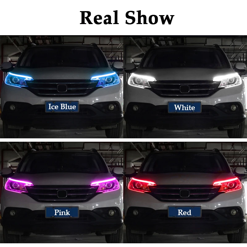 2 шт. Автомобильные фары drl светодиодные дневные ходовые огни 30/45/60 мм авто Гибкая мягкая трубка направляющая drl Дневной свет dho Автомобильные светодиодные полосы поворотники