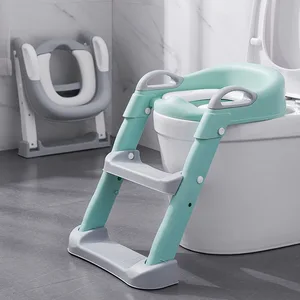 Folding Infant Potty Seat Urinal Backrest Training Chair with Step Stool Ladder for Baby Toddlers   Safe Toilet Potties WF